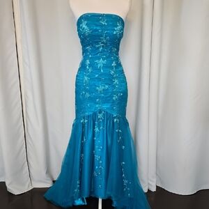 Source Unknown Strapless Teal Dress